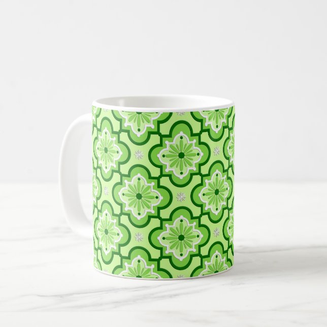 Mug Motif marocain en tuiles - Vert citron (Devant gauche)