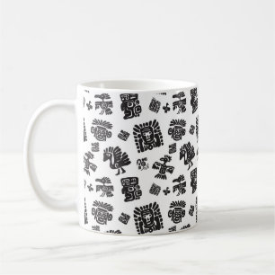 Mug Motif maya sans couture. Elem noir et blanc