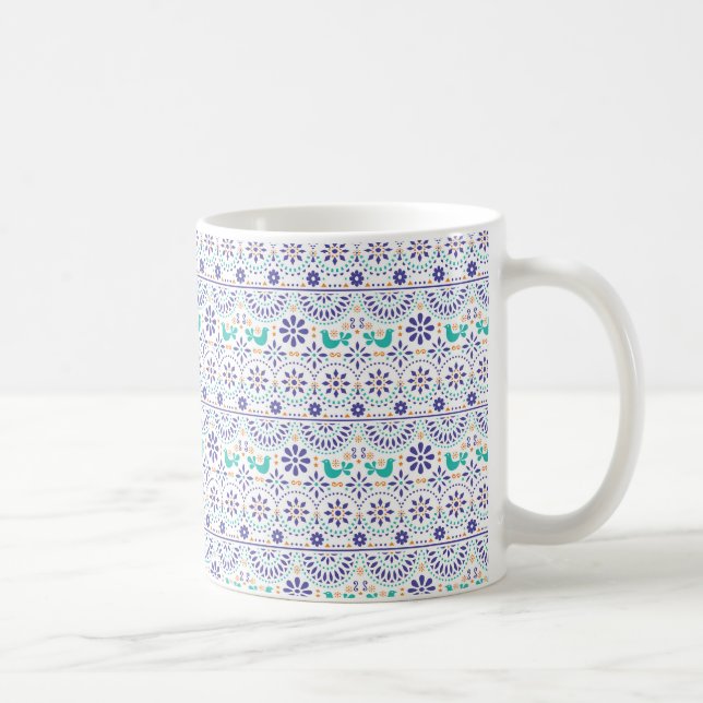 Mug Motif mexicain d'art populaire de tuile d'oiseau (Droite)