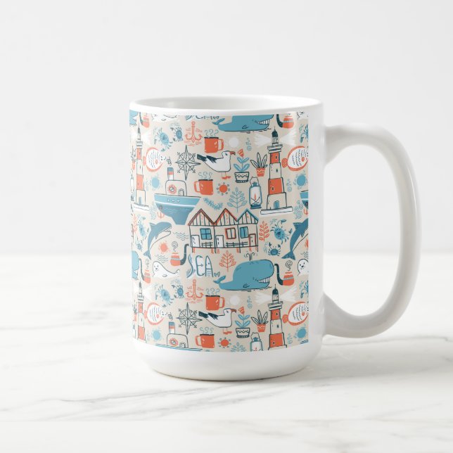 Mug Motif mignon de griffonnage de la Mer du Nord (Droite)