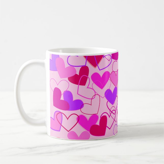 Mug Motif mignon fille rose pourpre et coeur rouge (Gauche)
