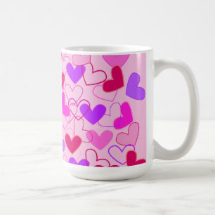 Mug Motif mignon fille rose pourpre et coeur rouge
