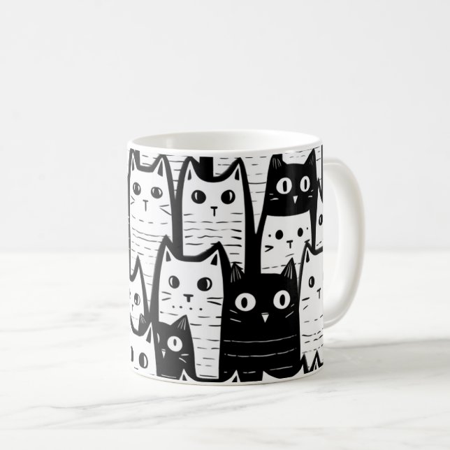 Mug Motif minimaliste noir et blanc (Devant droit)