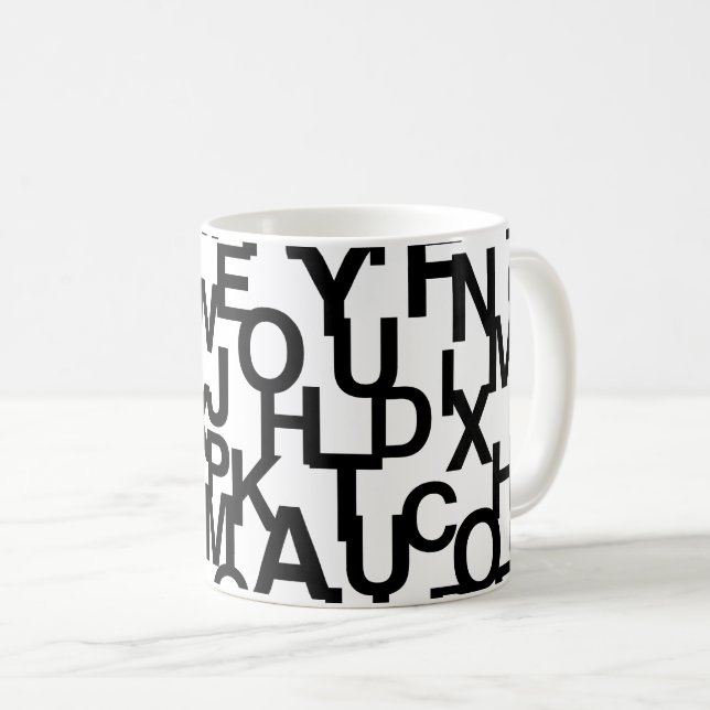 Mug Motif moderne, abstrait, désordonné avec des lettr (Devant droit)