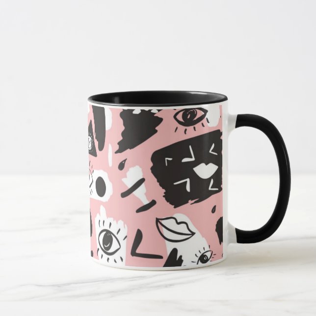 Mug Motif moderne abstrait d'oeil et de lèvres (Droite)