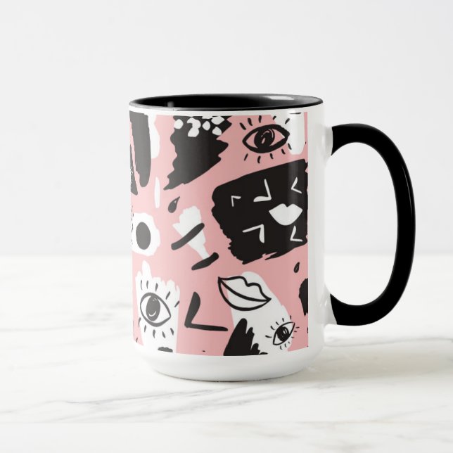 Mug Motif moderne abstrait d'oeil et de lèvres (Droite)