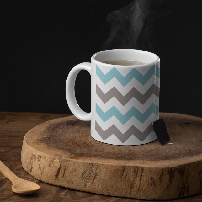Mug Motif moderne Blue Grey Chevron (Créateur téléchargé)