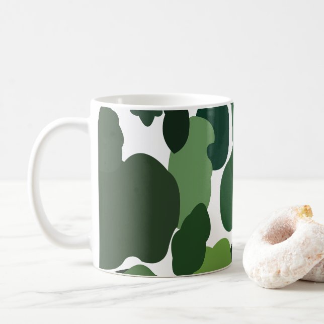 Mug Motif Moderne de Forêt Tropicale aux Arbres Verts (Avec donut)