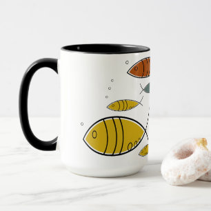 Mug Motif moderne de natation de poissons de la moiti