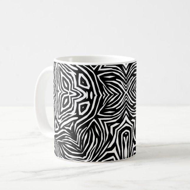 Mug Motif moderne géométrique abstrait noir et blanc (Devant gauche)
