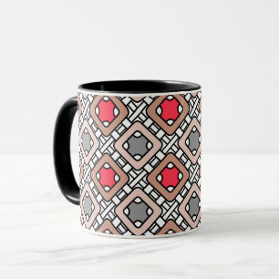 Mug motif moderne géométrique art déco gris rouge, bei