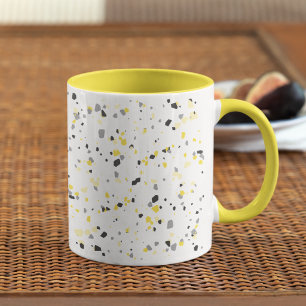 Mug Motif moderne géométrique gris-jaune Terrazzo