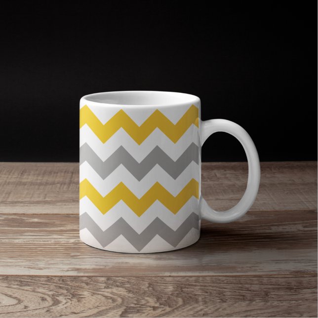 Mug Motif moderne Grey et Goldenrod Chevron (Créateur téléchargé)