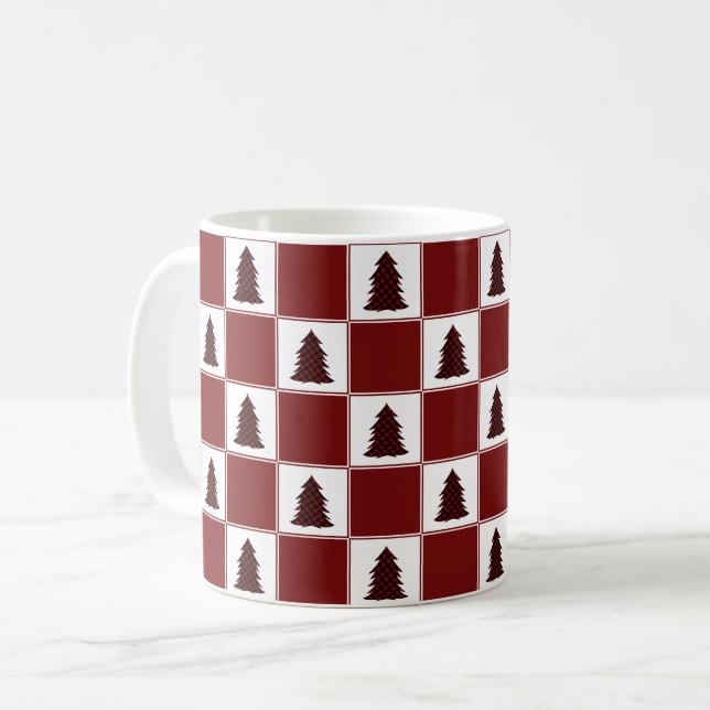 Mug Motif moderne Red Buffalo Plaid Christmas Tree (Devant gauche)
