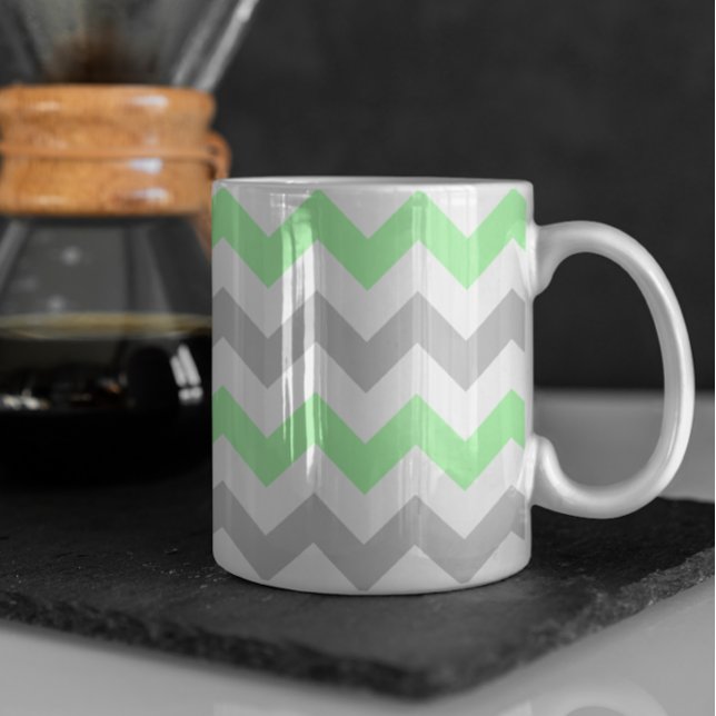 Mug Motif moderne vert et gris Chevron (Créateur téléchargé)