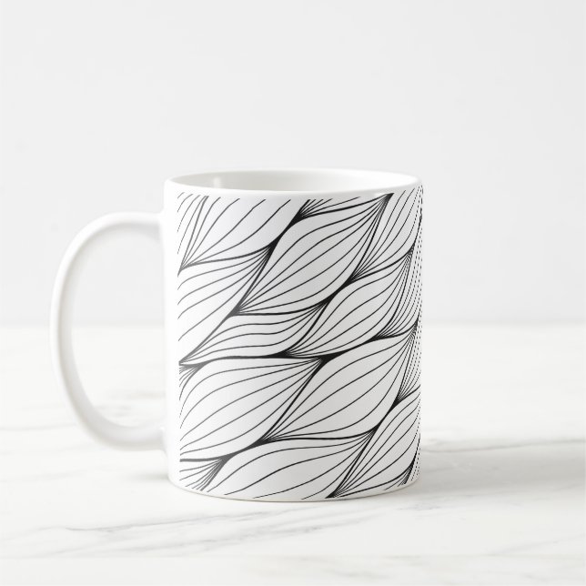 Mug Motif monochrome sans couture avec abstrait courbé (Gauche)