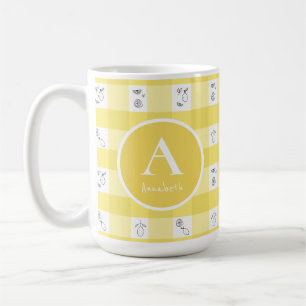 Mug Motif monogramme à carreaux citron
