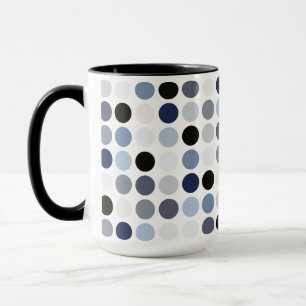 Mug motif monogramme à pois bleu gris moderne