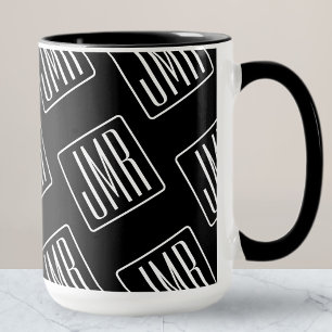 Mug Motif monogramme moderne Noir & Blanc