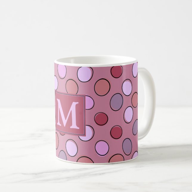 Mug Motif Monogramme Rose Tacheté Mignon (Devant droit)