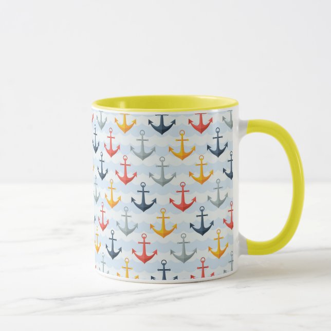 Mug Motif nautique avec des Ancres (Droite)