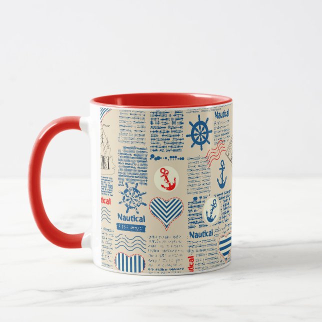 Mug Motif nautique de journal (Gauche)