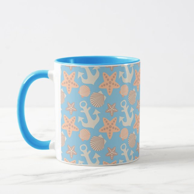 Mug Motif nautique en pastel (Gauche)