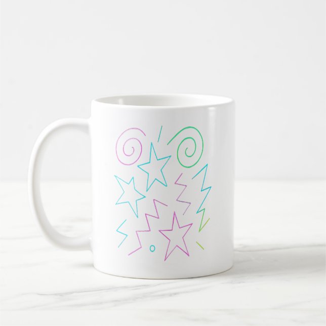 Mug Motif Neon Glow Stars & Swirls (Gauche)
