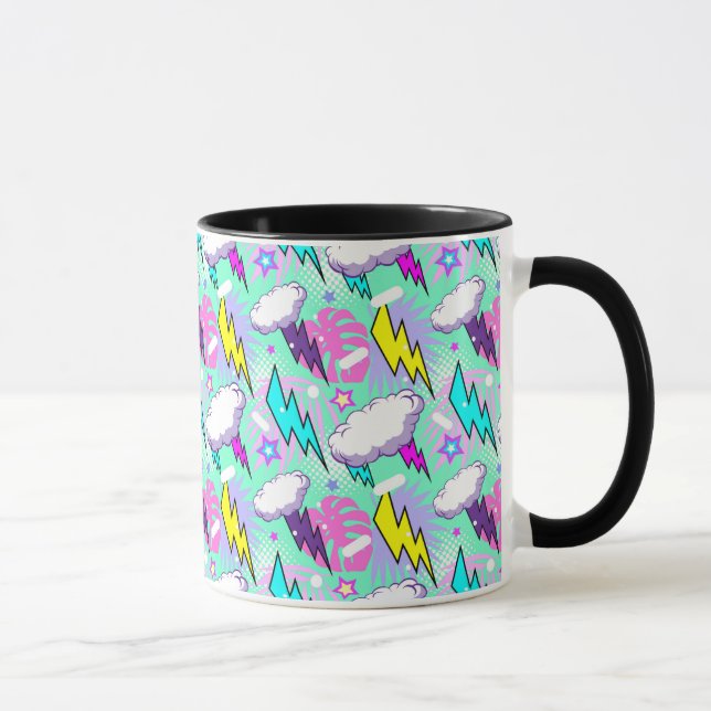 Mug Motif Neon Lightning Bolts & Stars (Droite)