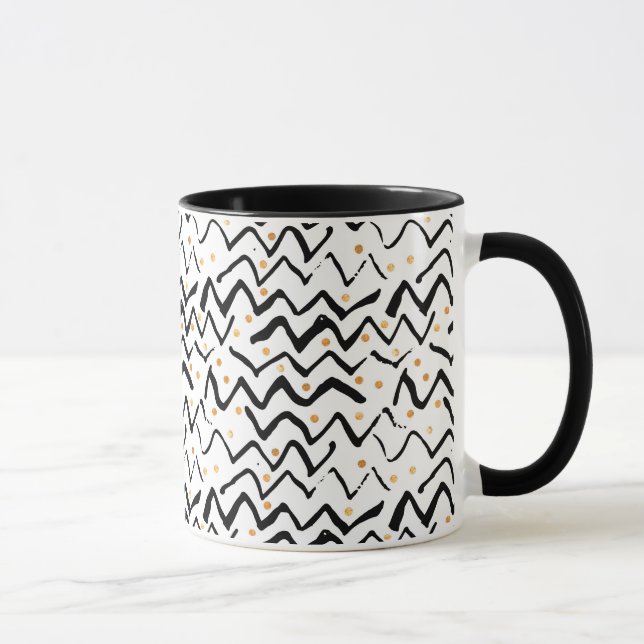 Mug Motif noir de courses et de points de brosse (Droite)