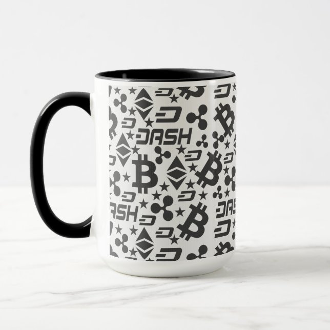 Mug Motif noir et blanc de crypto-monnaie (Gauche)