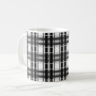 Mug Motif noir et blanc Géométrie tartan à carreaux