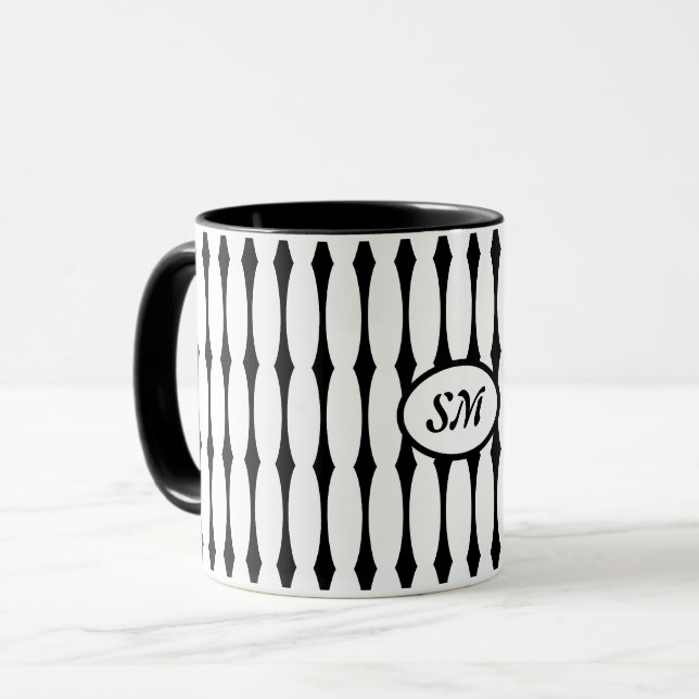 Mug Motif noir et blanc, vos initiales ou monogramme (Devant gauche)