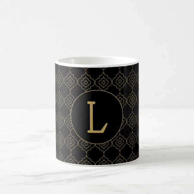 Mug motif noir et or avec monogramme personnalisé (Centre)