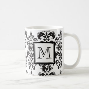 MUG MOTIF NOIR GIRLY 2 DE DAMASSÉ VOTRE INITIALE