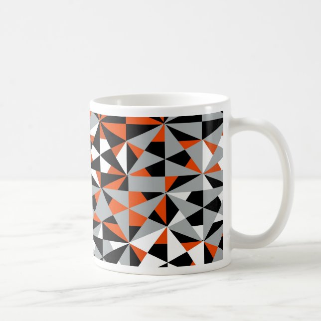 Mug Motif noir gris orange rétro géométrique (Droite)