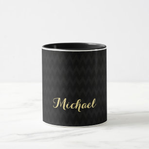 Mug Motif noir moderne Elégant Faux Gold Nom personna
