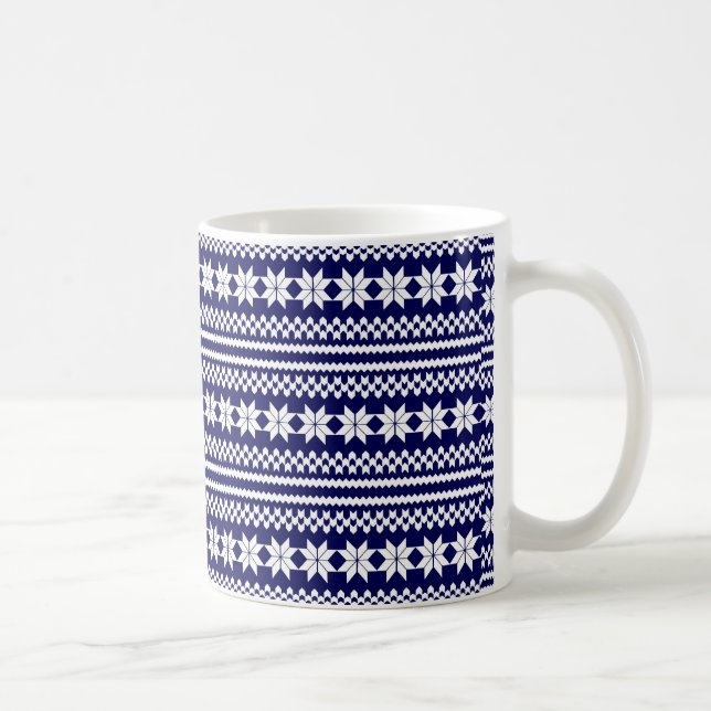 Mug Motif norvégien blanc bleu de chandail de Noël (Droite)