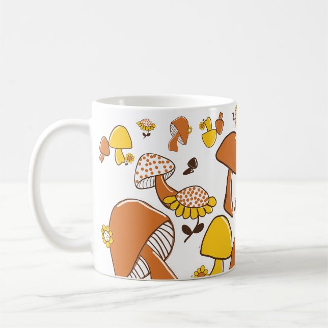Mug Motif nostalgique de champignons (Gauche)
