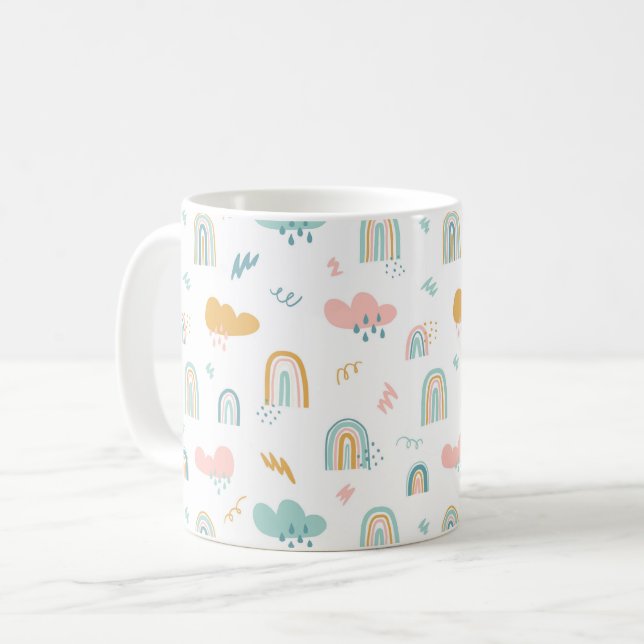 Mug Motif nuage Rainbow et pluie amusant (Devant gauche)