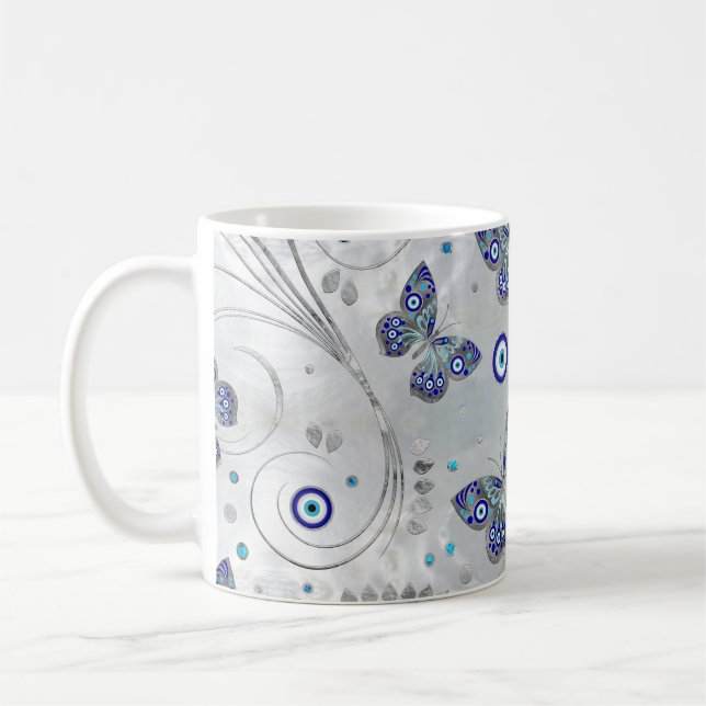Mug Motif oculaire des papillons sur perle (Gauche)