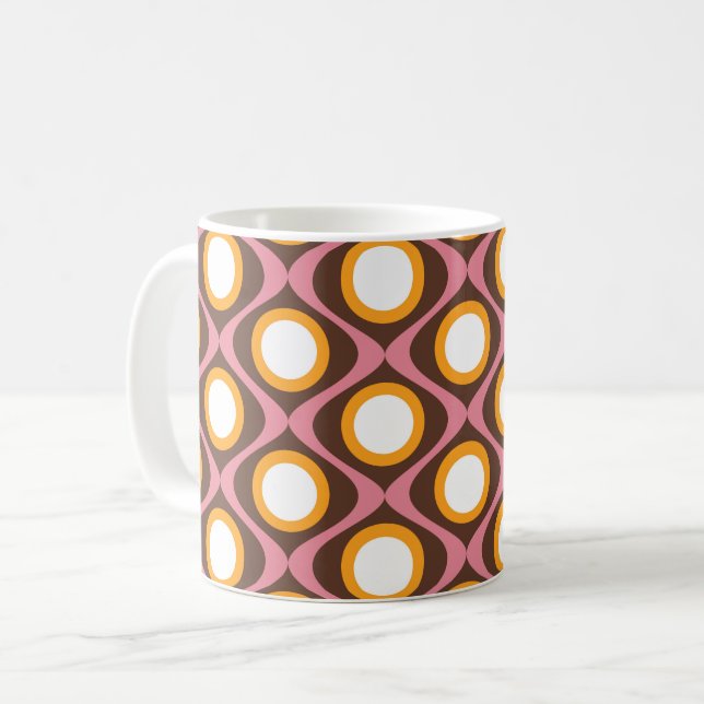 Mug Motif ondulé circulaire les années 70 rétro (Devant gauche)