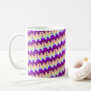 Mug Motif ondulé rétro funky violet et jaune