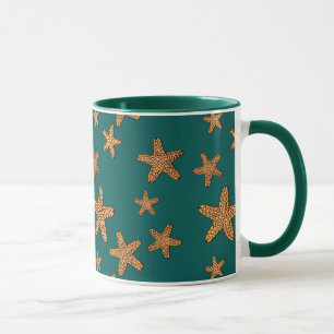 Mug Motif orange d'étoiles de mer