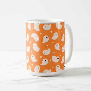 Mug Motif Orange Ghost Doodle