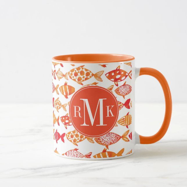 Mug Motif orange lumineux de poissons d'aquarelle (Droite)