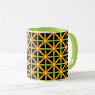 Mug Motif orange vert et jaune inspiré des rétro