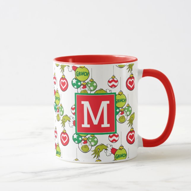Mug Motif ornemental Grinch | Ajouter votre monogramme (Droite)