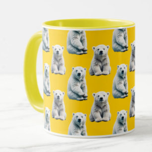 Mug Motif Ours Polaire Sur Jaune