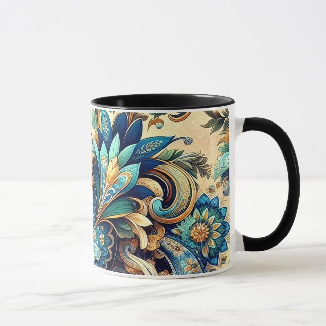 Mug Motif Paisley en blues (Droite)